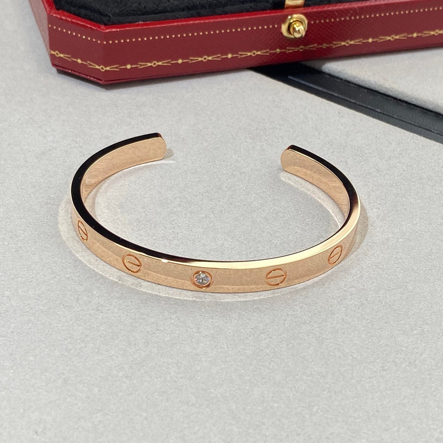 [Baslove]LOVE BRACELET 6.1MM 1 DIAMOND OPEN CUFF