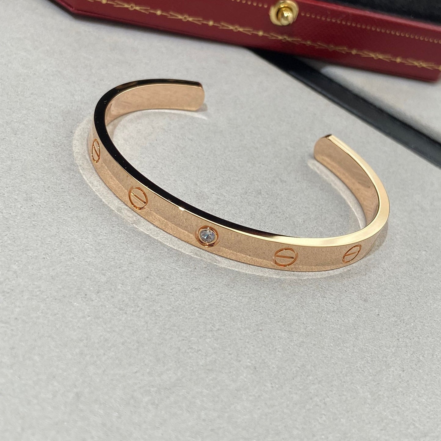 [Baslove]LOVE BRACELET 6.1MM 1 DIAMOND OPEN CUFF