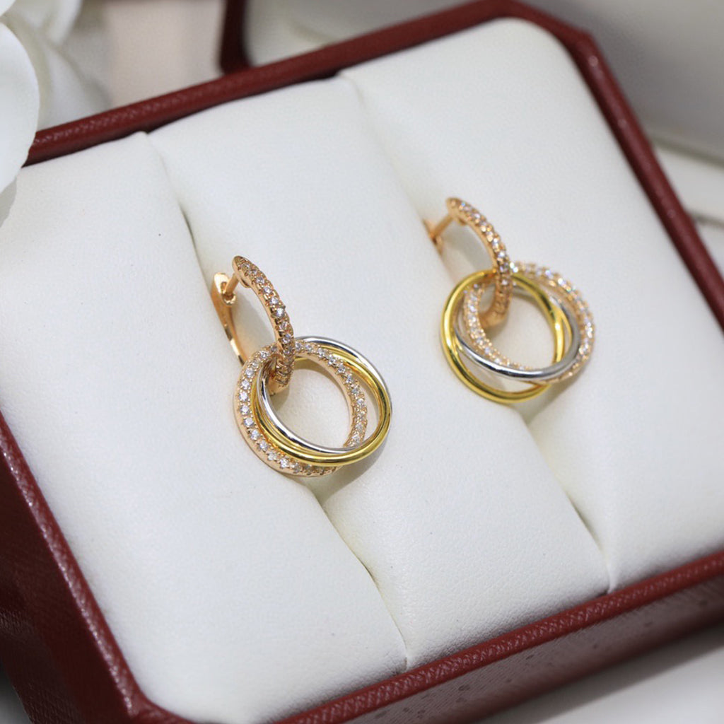 [AURORA]TRINITY HALF DIAMOND  EARRINGS