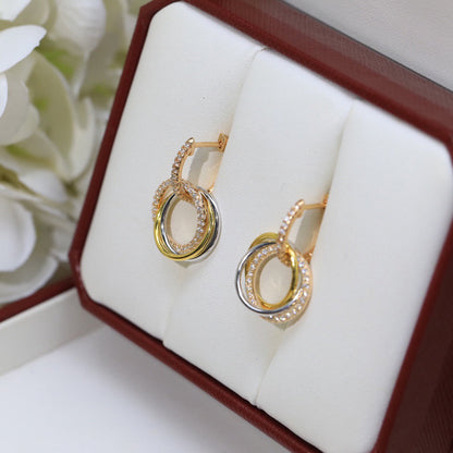 [AURORA]TRINITY HALF DIAMOND  EARRINGS