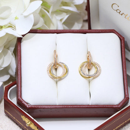 [AURORA]TRINITY HALF DIAMOND  EARRINGS