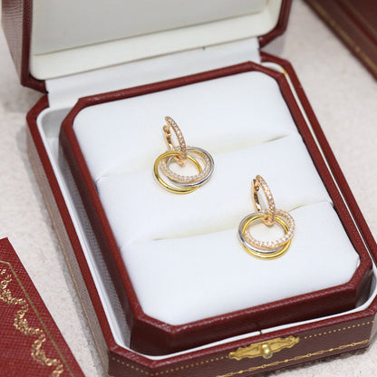 [AURORA]TRINITY HALF DIAMOND  EARRINGS