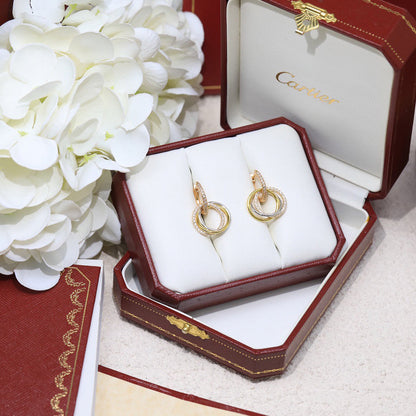 [AURORA]TRINITY HALF DIAMOND  EARRINGS
