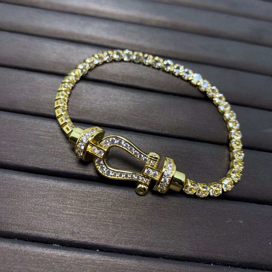 [Baslove]FORCE  LARGE HORSESHOE FULL DIAMOND TENNIS BRACELET