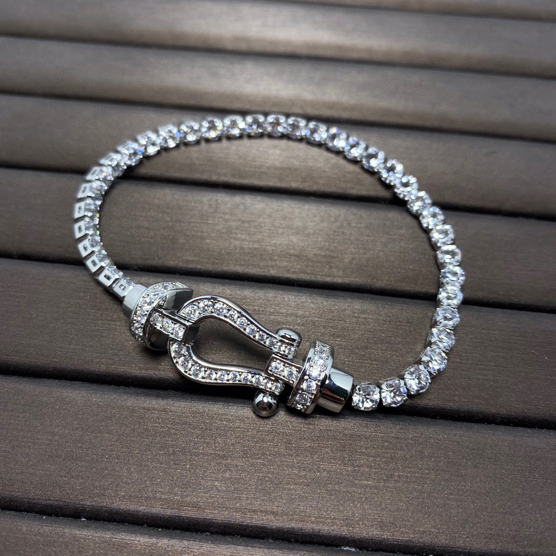 [Baslove]FORCE  LARGE HORSESHOE FULL DIAMOND TENNIS BRACELET