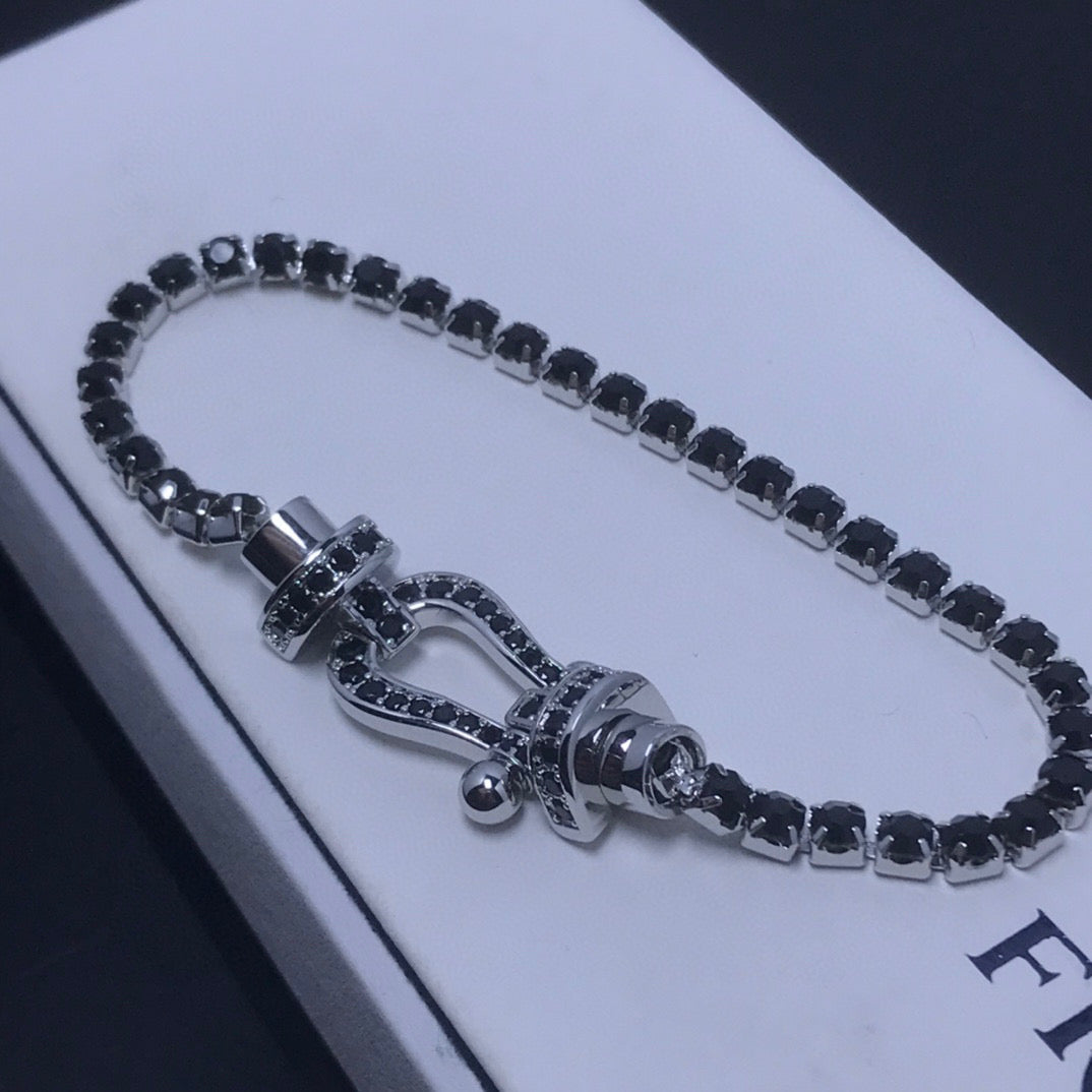 [Baslove]FORCE  LARGE HORSESHOE FULL DIAMOND TENNIS BRACELET