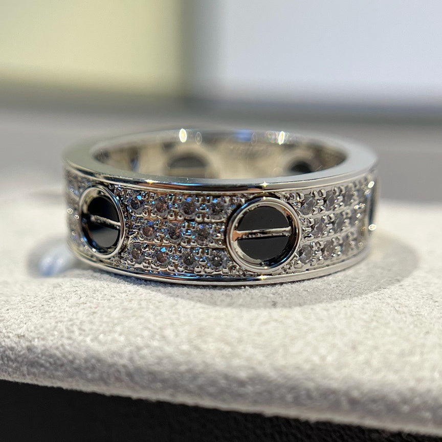 [AURORA]LOVE RING 5.5MM DIAMONDS PAVED CERAMIC