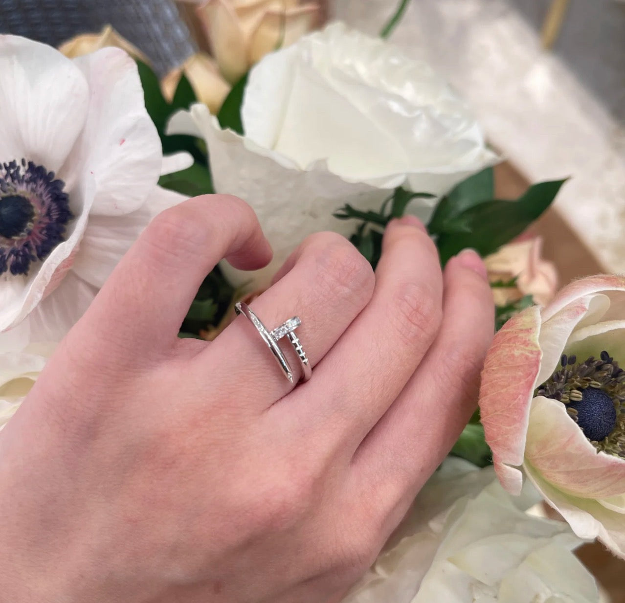 [AURORA]JUSTE 1.8MM HALF DIAMOND RING