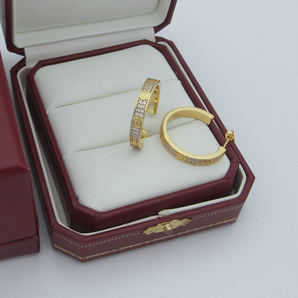 [AURORA]LOVE EARRINGS 3.6MM DIAMOND PAVED