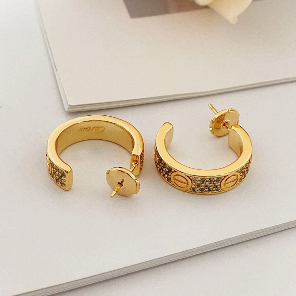 [AURORA]LOVE 5.5MM DIAMOND PAVED EARRINGS