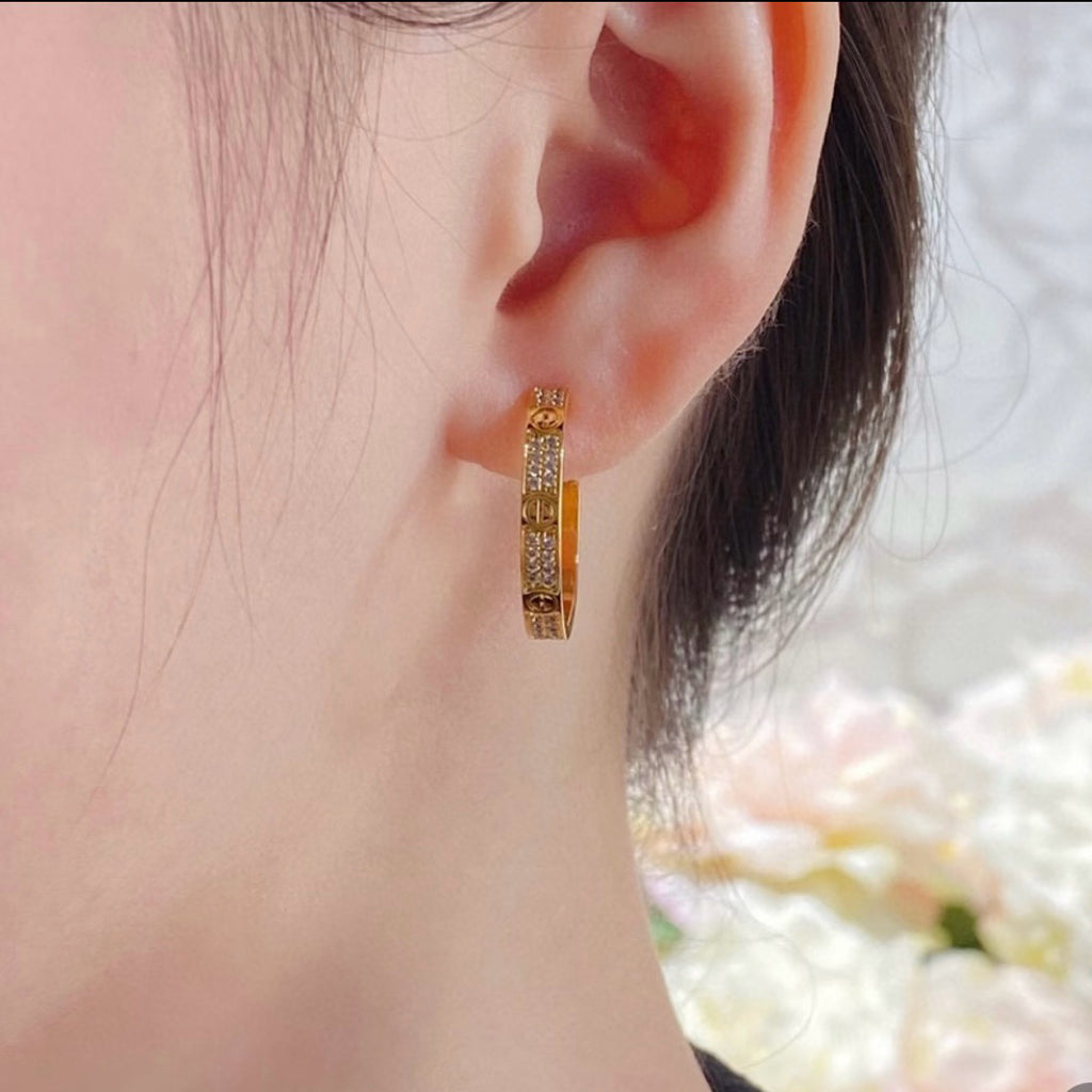 [AURORA]LOVE EARRINGS 3.6MM DIAMOND PAVED