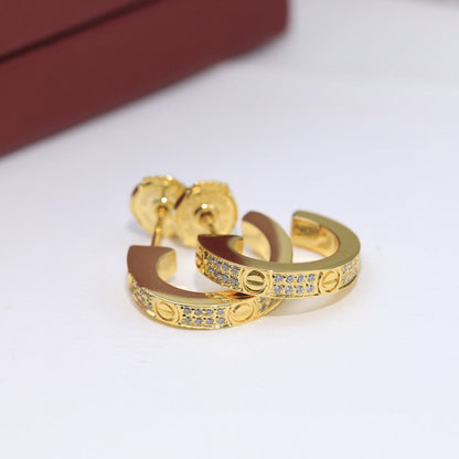 [AURORA]LOVE 5.5MM DIAMOND PAVED EARRINGS