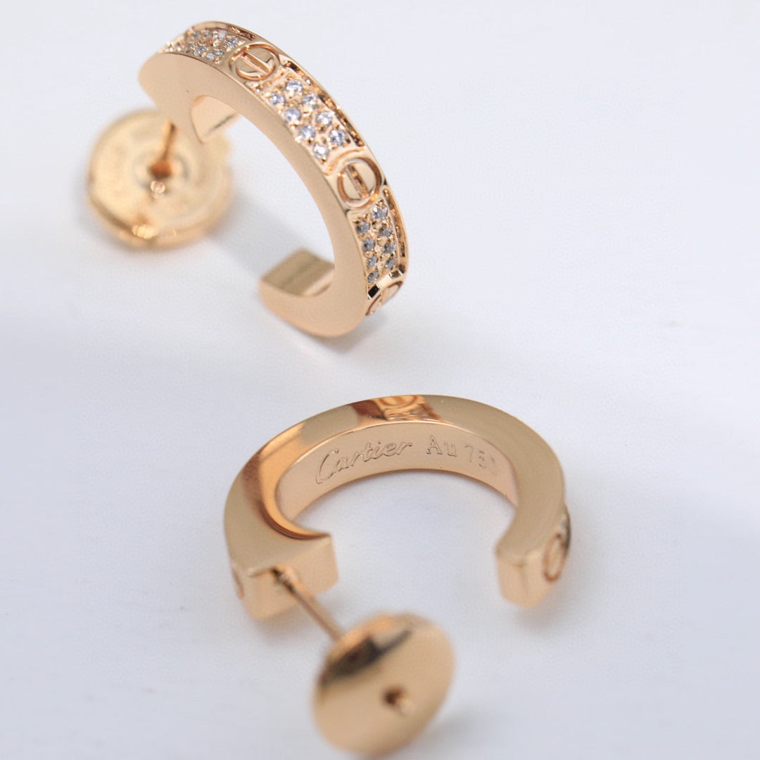 [AURORA]LOVE 5.5MM DIAMOND PAVED EARRINGS