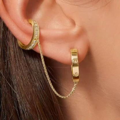 [AURORA]LOVE 3.0MM HALF DIAMOND EARRINGS
