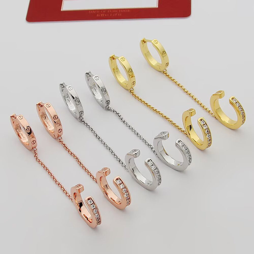 [AURORA]LOVE 3.0MM HALF DIAMOND EARRINGS
