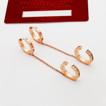 [AURORA]LOVE 3.0MM HALF DIAMOND EARRINGS