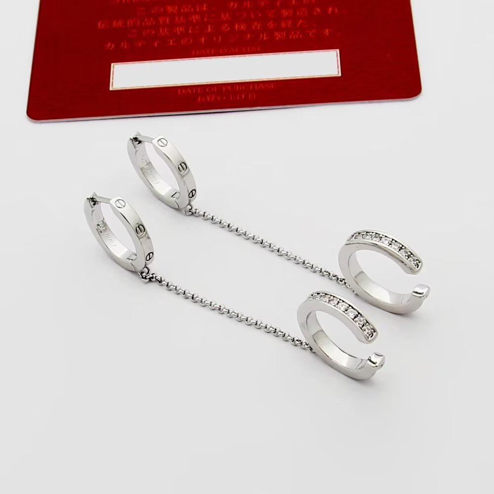 [AURORA]LOVE 3.0MM HALF DIAMOND EARRINGS