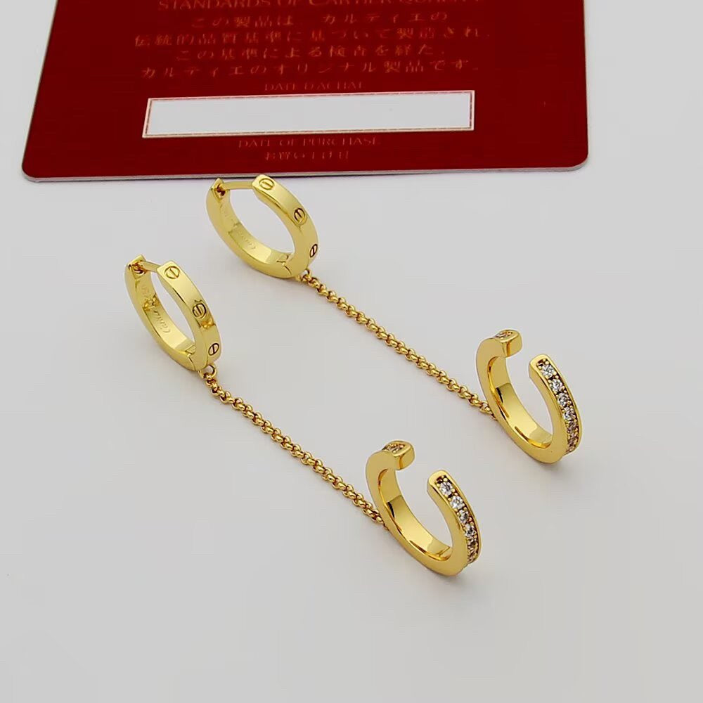 [AURORA]LOVE 3.0MM HALF DIAMOND EARRINGS