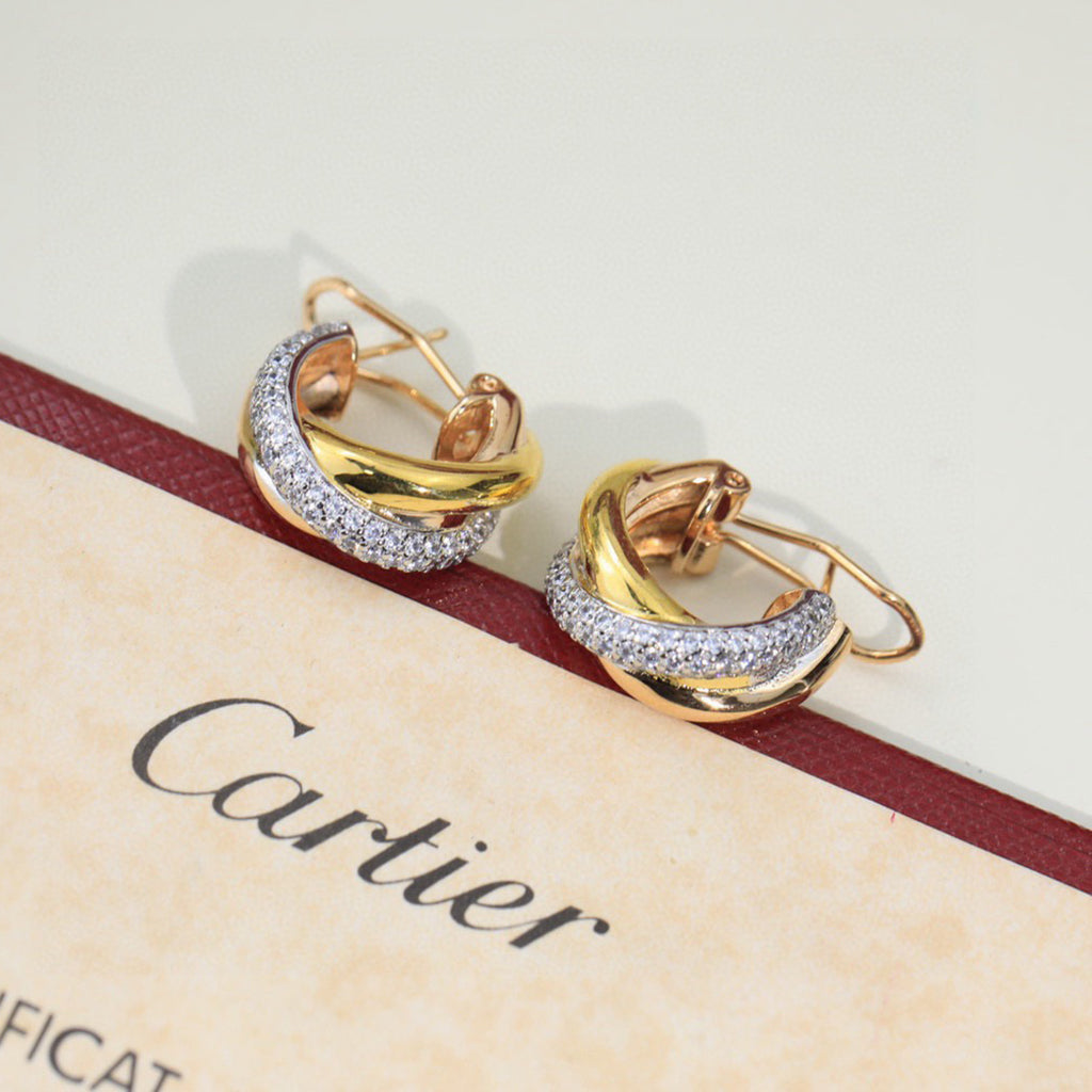 [AURORA]TRINITY HALF DIAMOND  CLASSIC EARRINGS