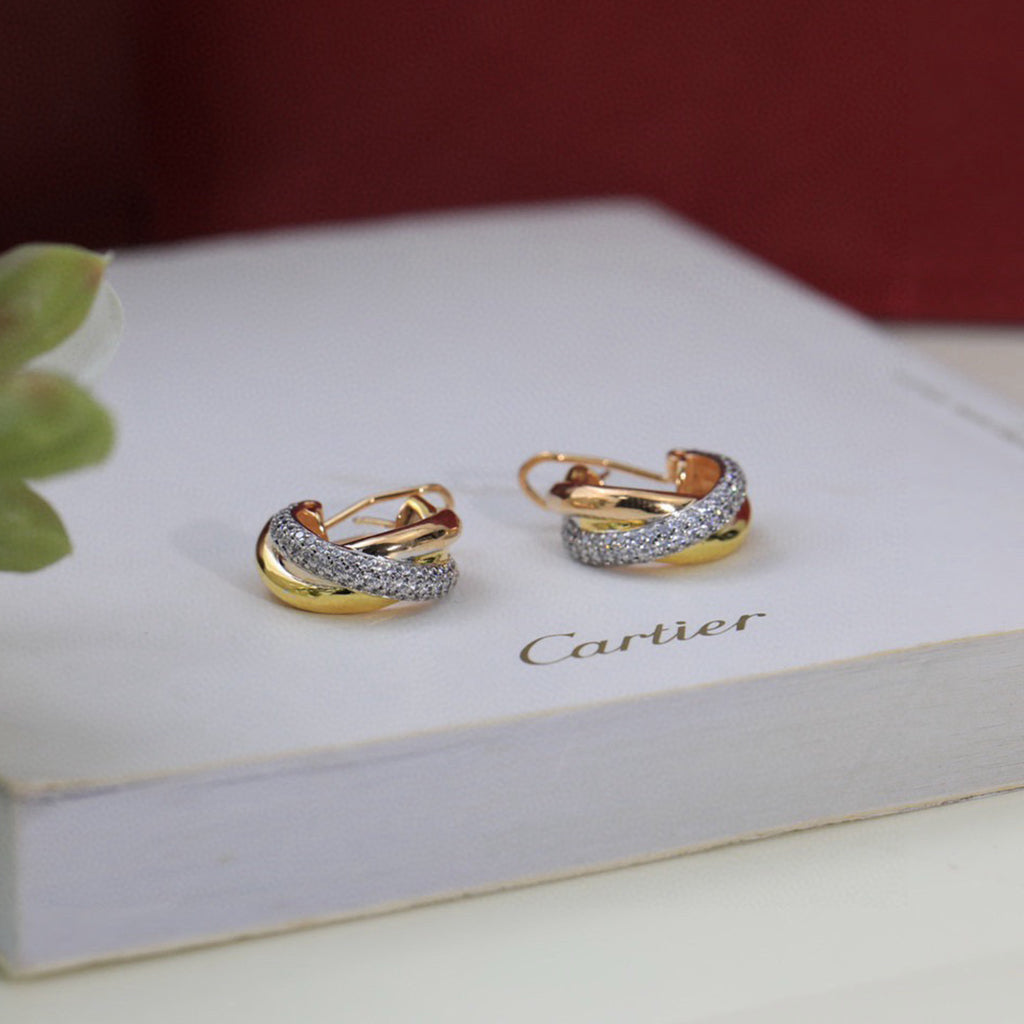 [AURORA]TRINITY HALF DIAMOND  CLASSIC EARRINGS