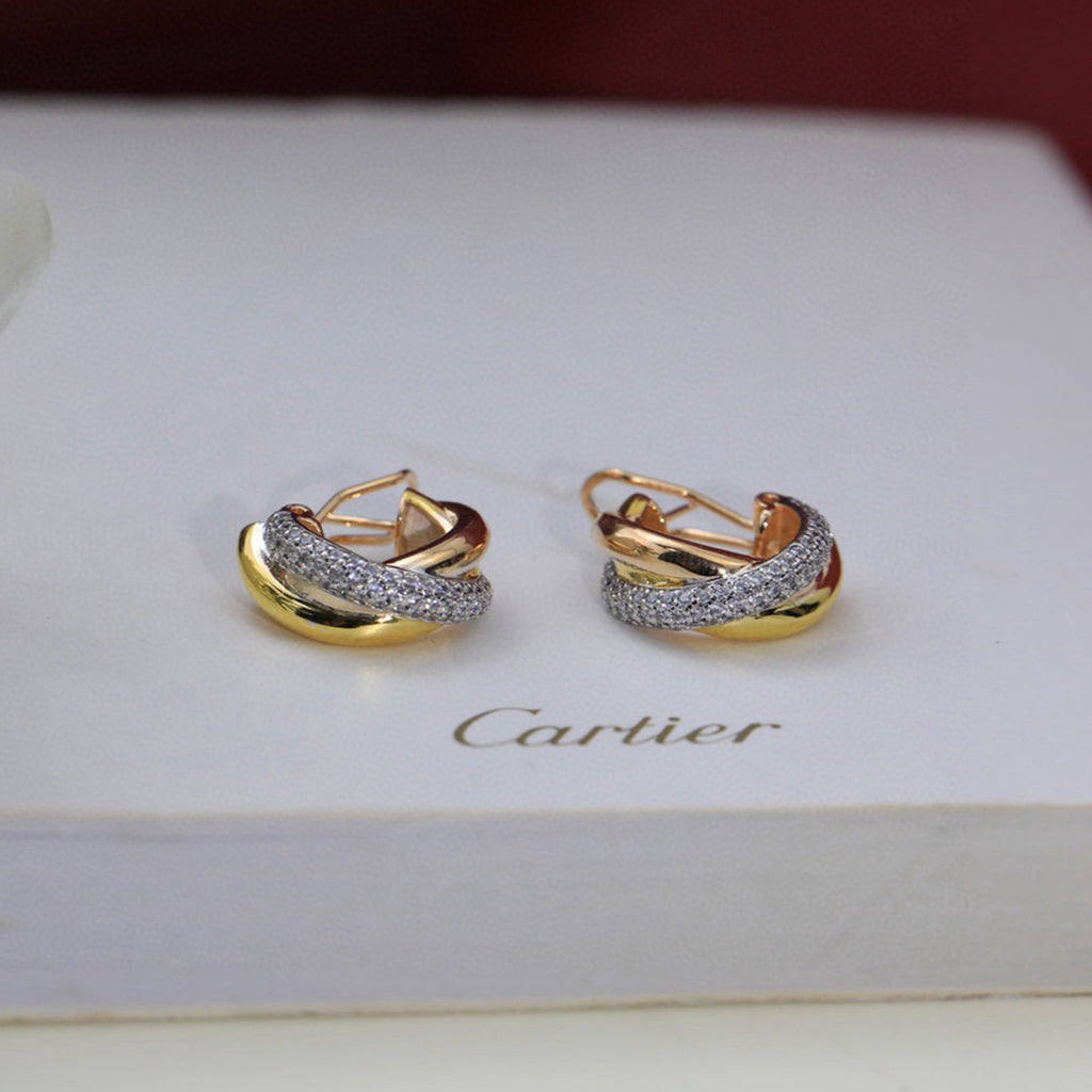 [AURORA]TRINITY HALF DIAMOND  CLASSIC EARRINGS