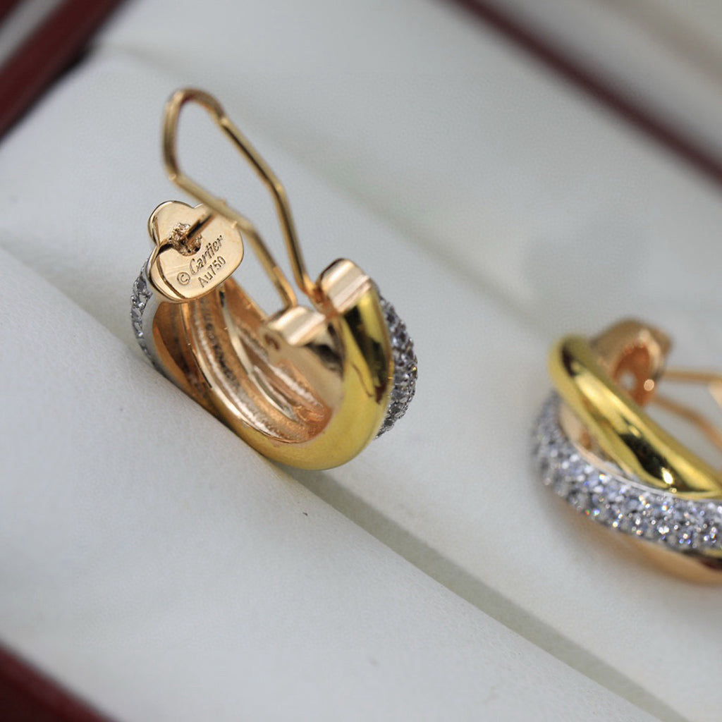 [AURORA]TRINITY HALF DIAMOND  CLASSIC EARRINGS