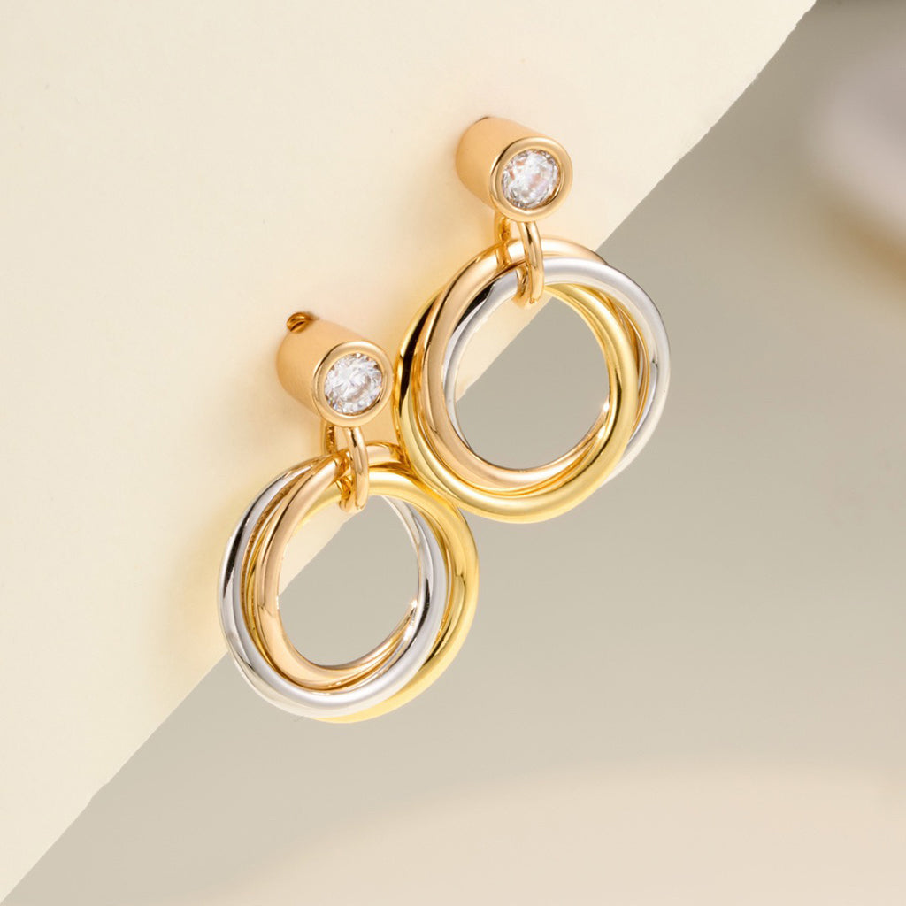 [AURORA]TRINITY ON DIAMOND  EARRINGS