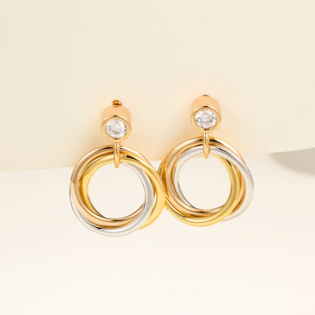 [AURORA]TRINITY ON DIAMOND  EARRINGS