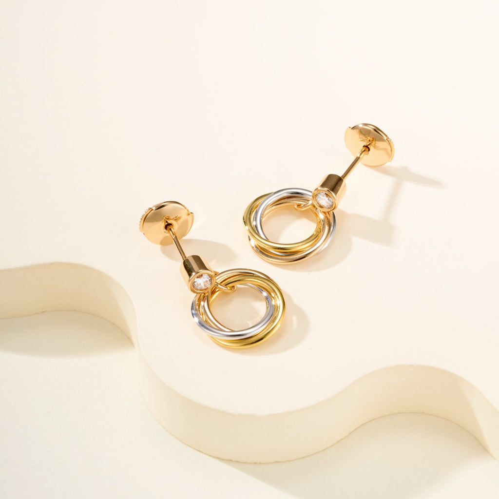 [AURORA]TRINITY ON DIAMOND  EARRINGS