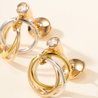 [AURORA]TRINITY ON DIAMOND  EARRINGS
