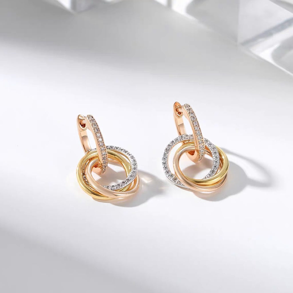 [AURORA]TRINITY HALF DIAMOND  EARRINGS