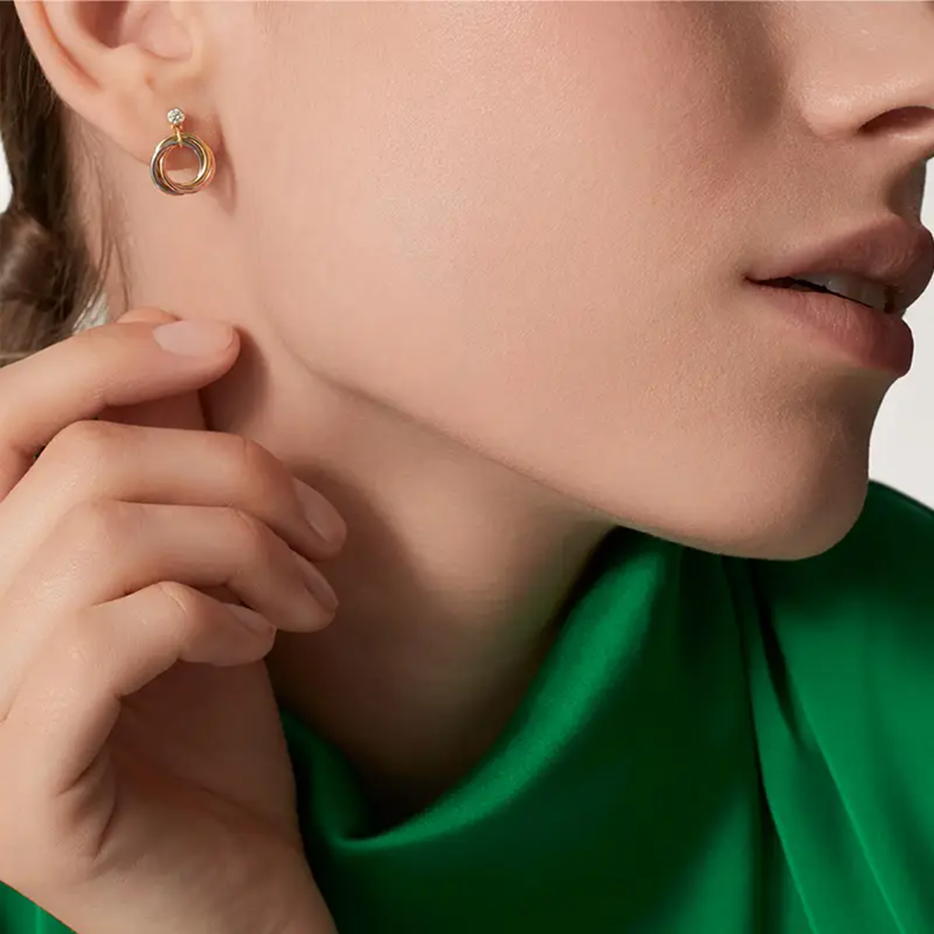 [AURORA]TRINITY ON DIAMOND  EARRINGS