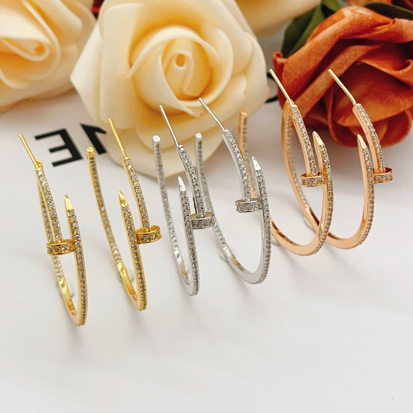 [AURORA]JUSTE FULL DIAMOND LARGE EARRINGS