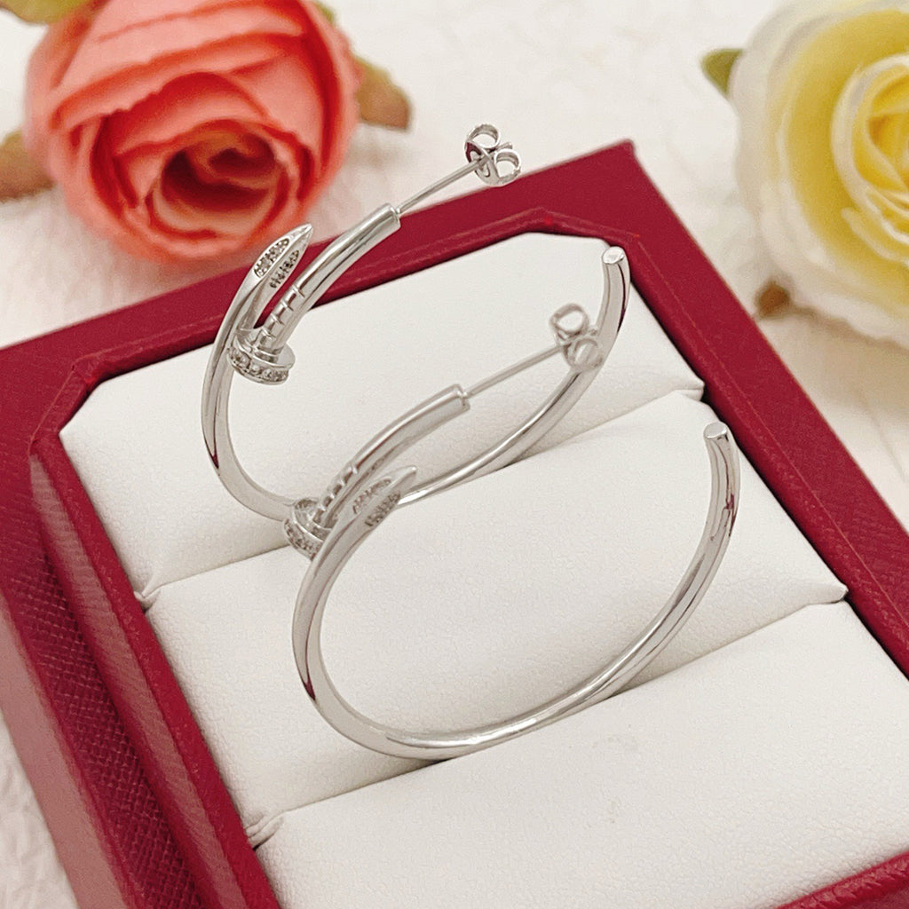 [AURORA]JUSTE HALF DIAMOND LARGE EARRINGS