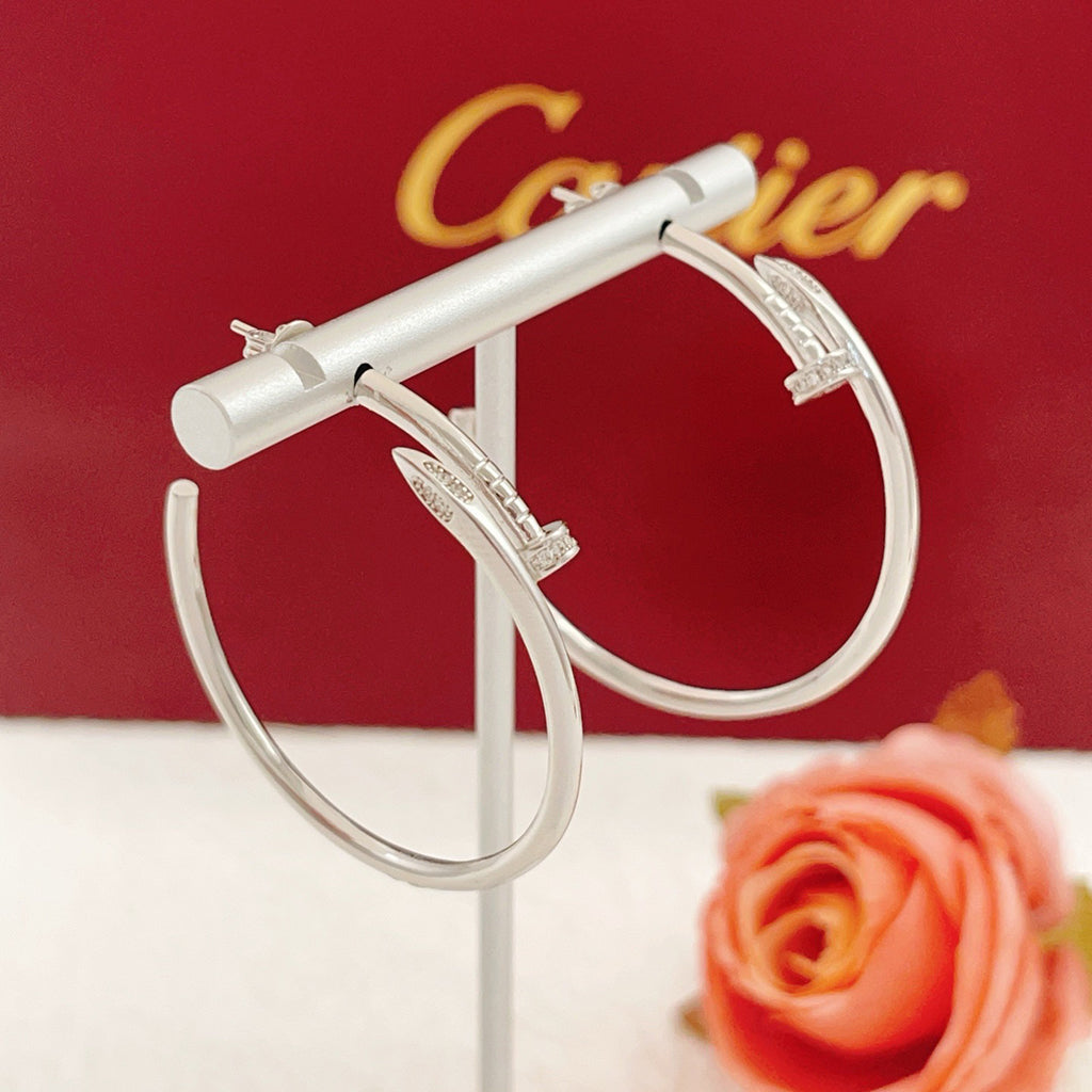 [AURORA]JUSTE HALF DIAMOND LARGE EARRINGS