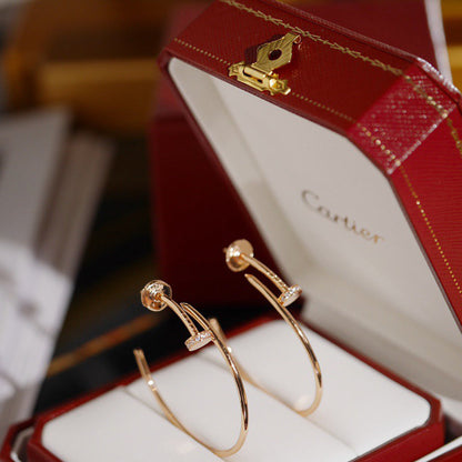 [AURORA]JUSTE HALF DIAMOND LARGE EARRINGS