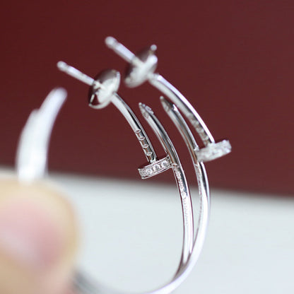 [AURORA]JUSTE HALF DIAMOND LARGE EARRINGS