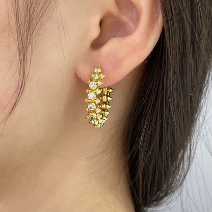 [AURORA]CLASH FULL DIAMOND MEDIUM EARRINGS