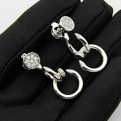 [AURORA]JUSTE HALF DIAMOND DOUBLE EARRINGS