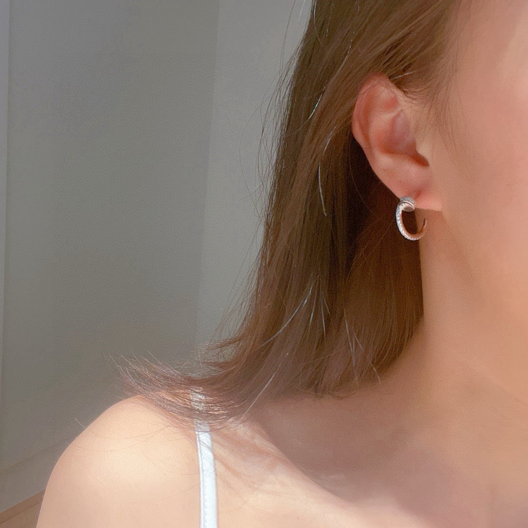 [AURORA]JUSTE FULL DIAMOND DOUBLE EARRINGS