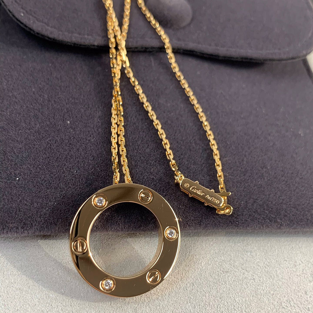 [AURORA]LOVE NECKLACE 16MM 3 DIAMONDS