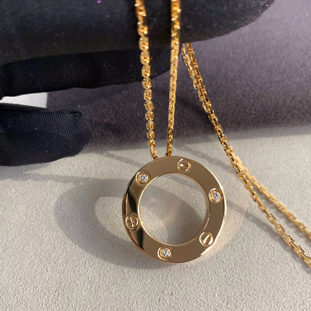[AURORA]LOVE NECKLACE 16MM 3 DIAMONDS
