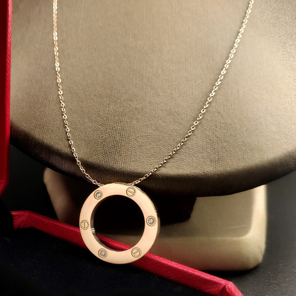 [AURORA]LOVE NECKLACE 16MM 3 DIAMONDS
