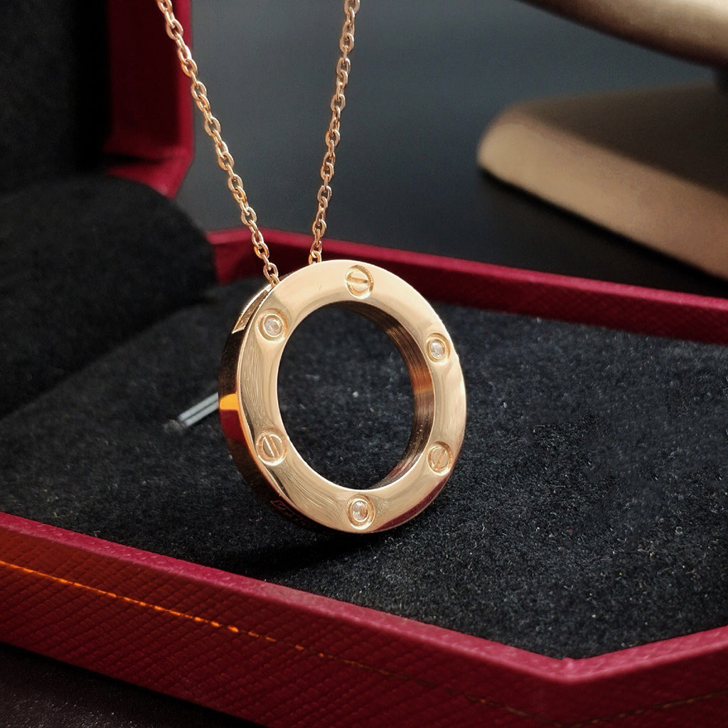 [AURORA]LOVE NECKLACE 16MM 3 DIAMONDS