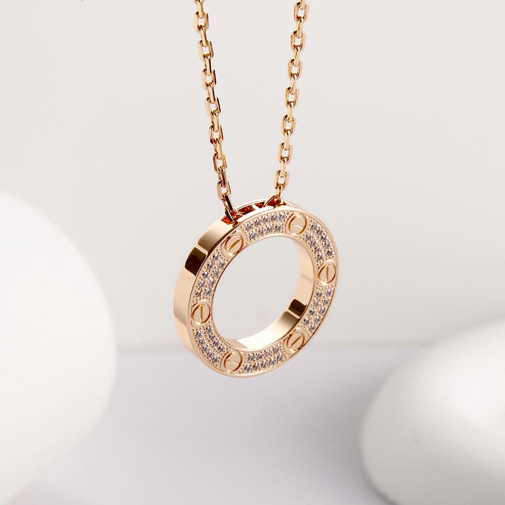 [AURORA]LOVE NECKLACE 16MM  FULL DIAMOND