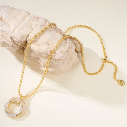 [AURORA]TRINITY LARGE FULL DIAMOND  NECKLACE