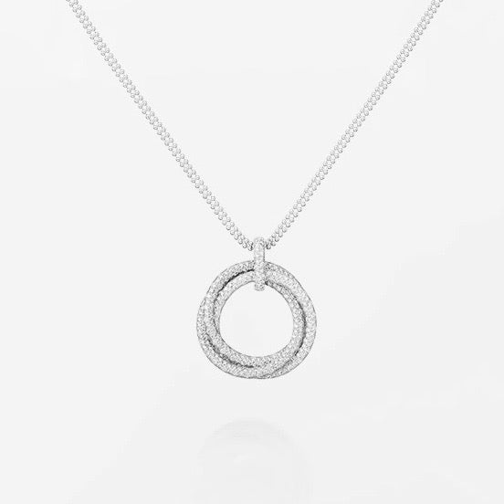 [AURORA]TRINITY LARGE FULL DIAMOND  NECKLACE