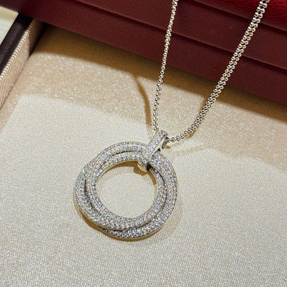 [AURORA]TRINITY LARGE FULL DIAMOND  NECKLACE