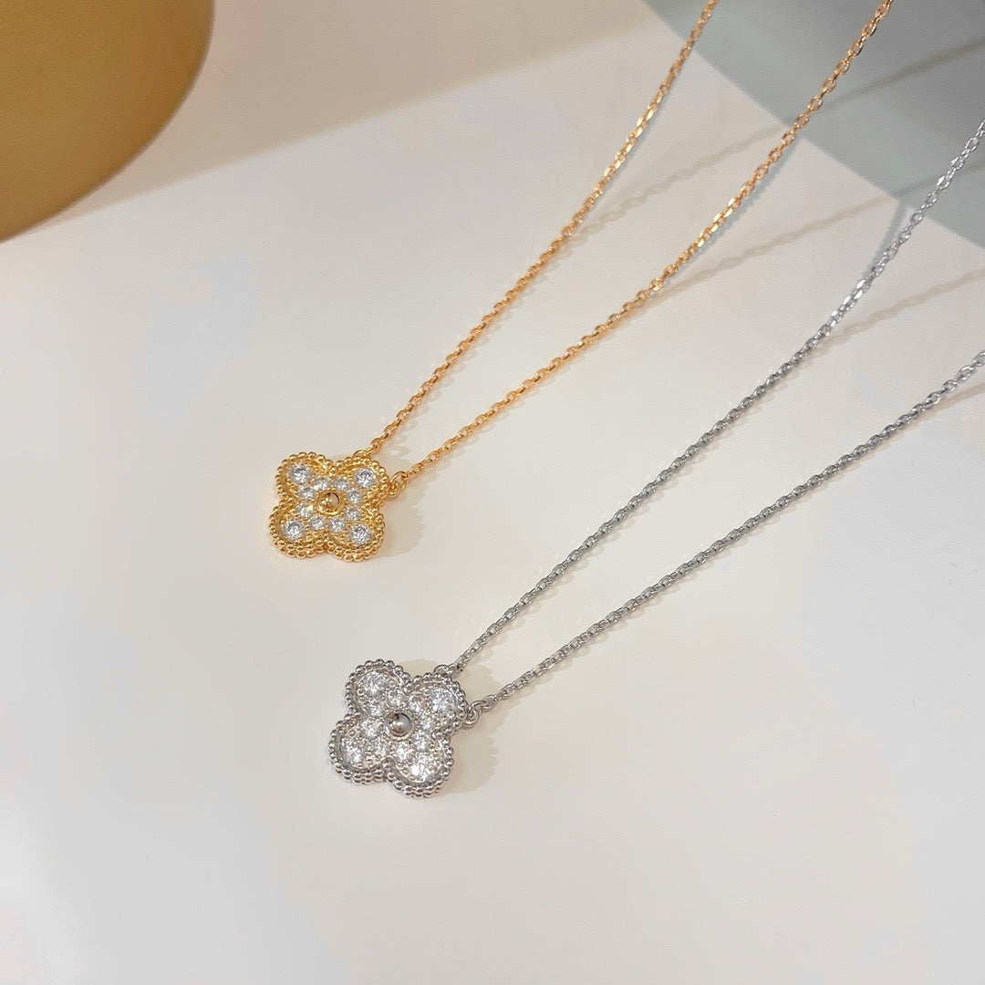 [Baslove]CLOVER 15MM DIAMOND SINGLE FLOWER NECKLACE