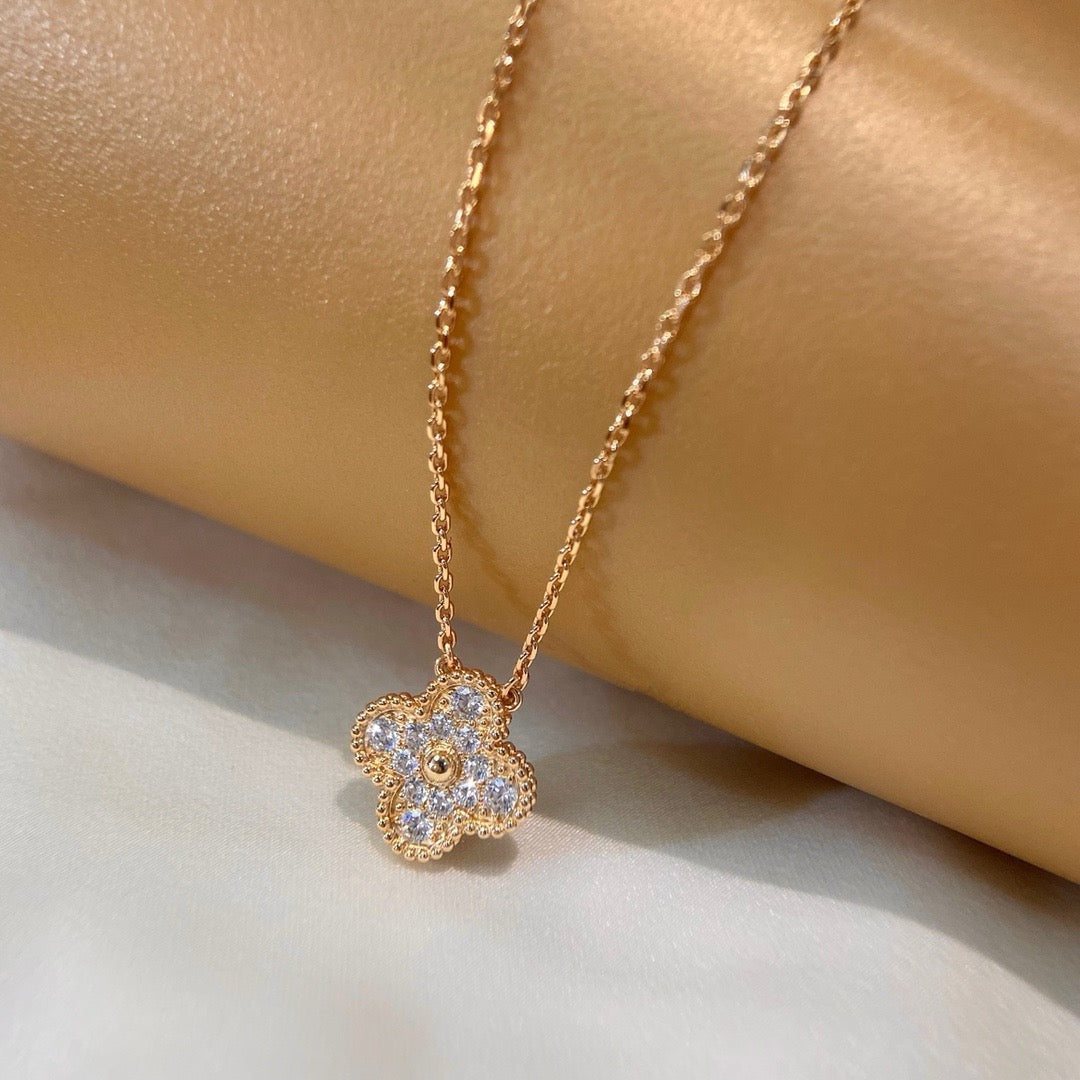 [Baslove]CLOVER 15MM DIAMOND SINGLE FLOWER NECKLACE